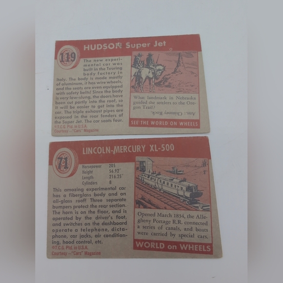 1954 Topps Car Card Set 5 Prototypes Hudson, GM, Lincoln Buick Chrysler - Picture 6 of 8